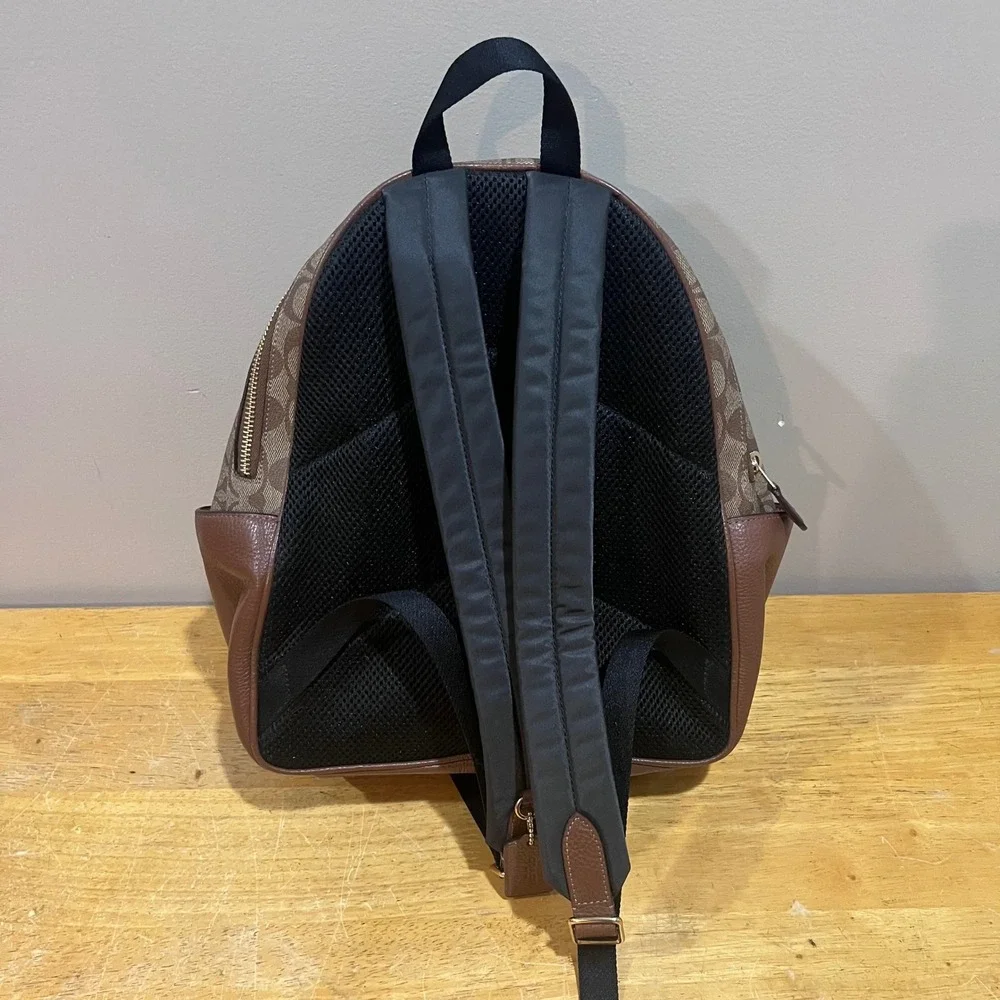 Coach Court Backpack Signature Canvas Pebble‎ Leather Khaki Saddle 5871 Classic